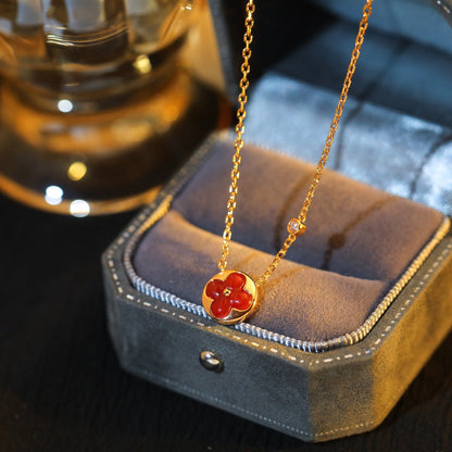 [AuraEcho Jewelry]SUN PEDANT PINK GOLD 1 DIAMOND NECKLACE