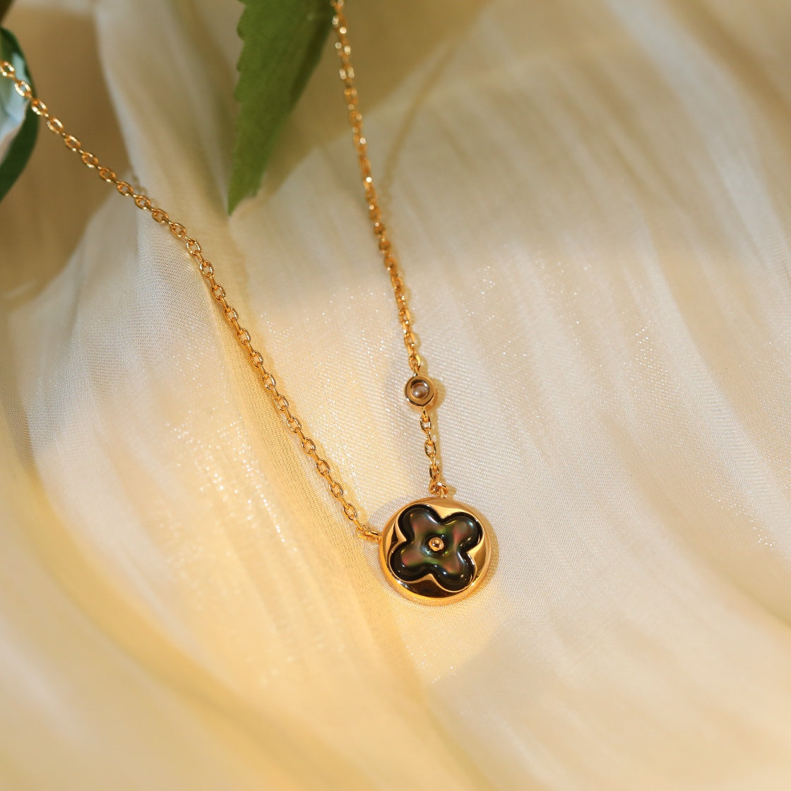 [AuraEcho Jewelry]SUN PEDANT PINK GOLD 1 DIAMOND NECKLACE