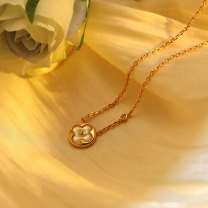 [AuraEcho Jewelry]SUN PEDANT PINK GOLD 1 DIAMOND NECKLACE