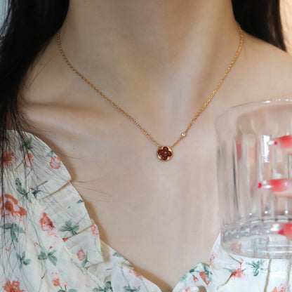 [AuraEcho Jewelry]SUN PEDANT PINK GOLD 1 DIAMOND NECKLACE