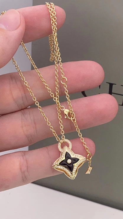 [AuraEcho Jewelry]STAR PEDANT PINK GOLD DIAMOND NECKLACE