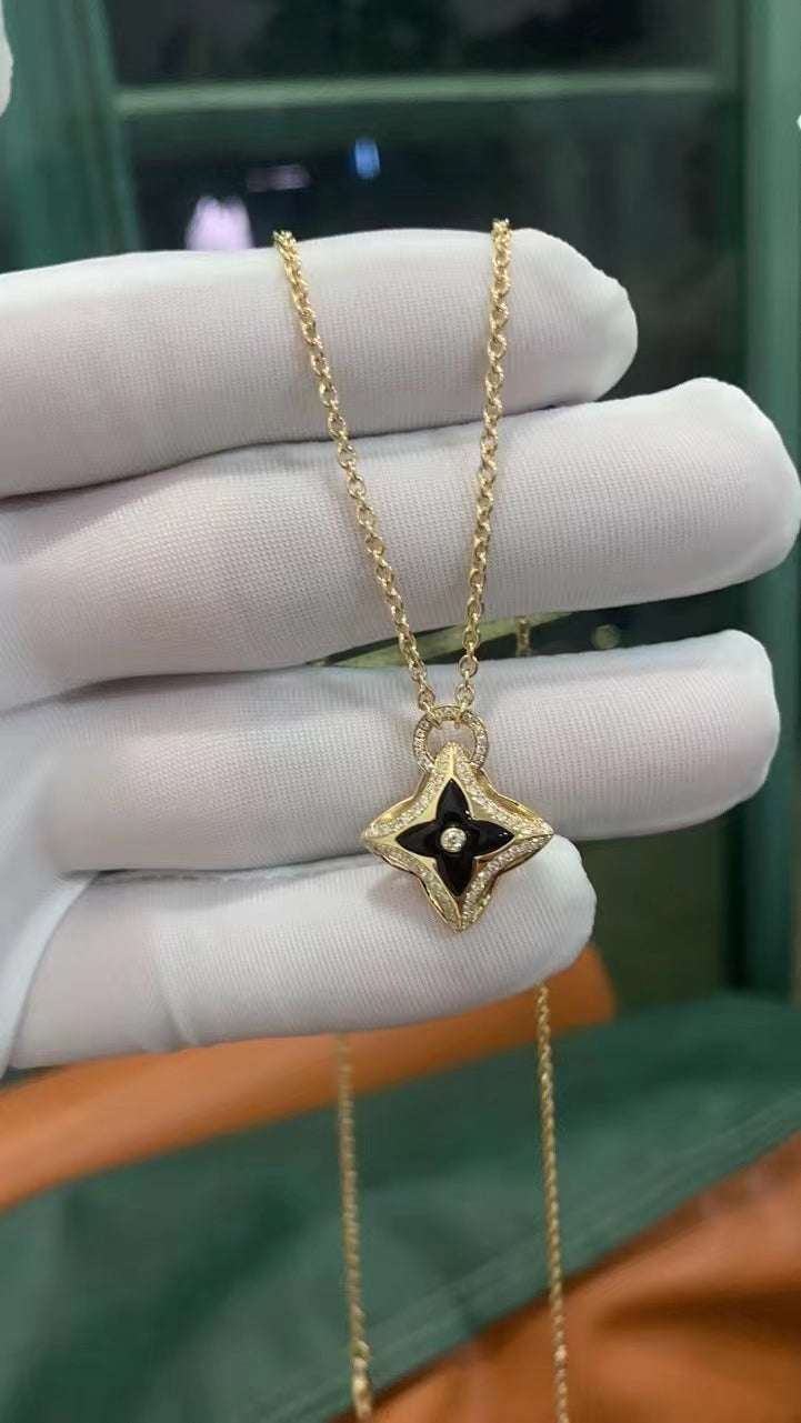 [AuraEcho Jewelry]STAR PEDANT PINK GOLD DIAMOND NECKLACE