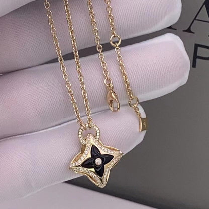 [AuraEcho Jewelry]STAR PEDANT PINK GOLD DIAMOND NECKLACE