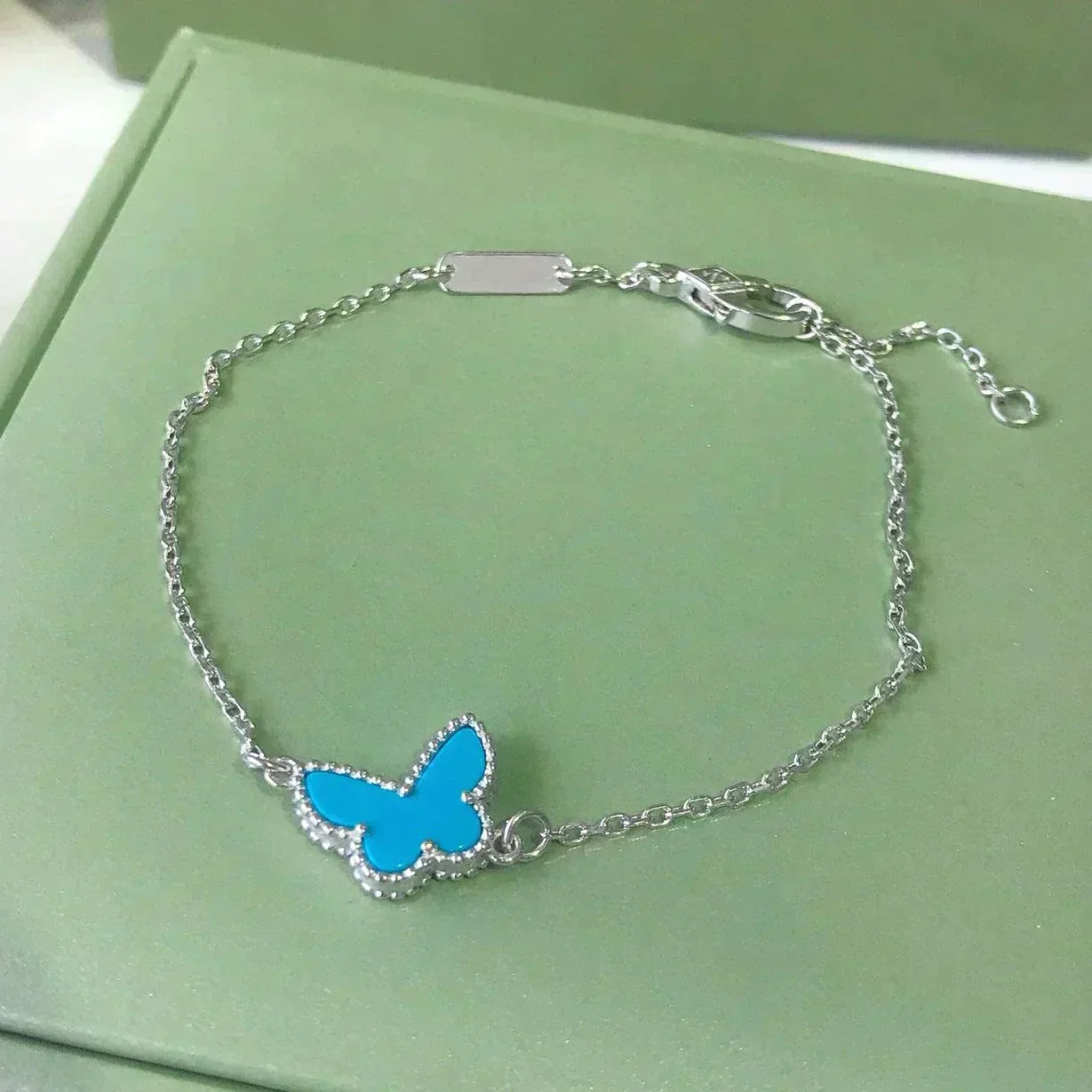 [AuraEcho Jewelry]BUTTERFLY TURQUOISE BUTTERFLY BRACELET SILVER
