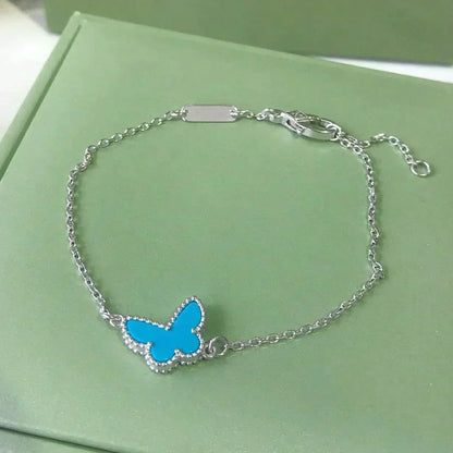[AuraEcho Jewelry]BUTTERFLY TURQUOISE BUTTERFLY BRACELET SILVER