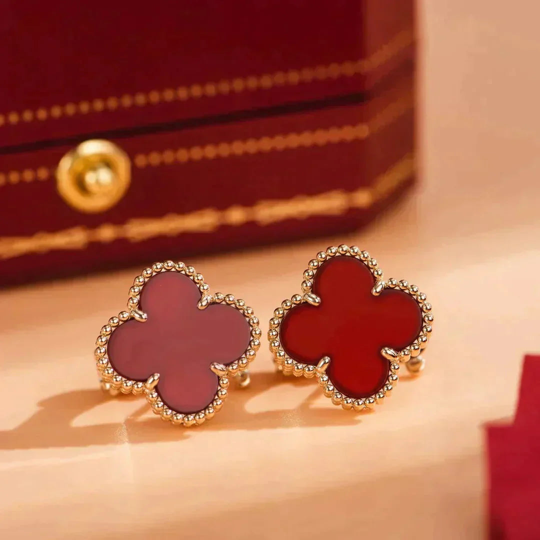 [AuraEcho Jewelry]CLOVER MEDIUM 1 MOTIFS CARNELIAN  EARRINGS