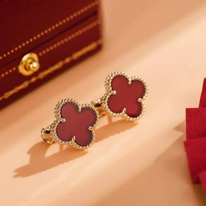 [AuraEcho Jewelry]CLOVER MEDIUM 1 MOTIFS CARNELIAN  EARRINGS
