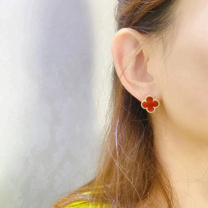 [AuraEcho Jewelry]CLOVER MEDIUM 1 MOTIFS CARNELIAN  EARRINGS