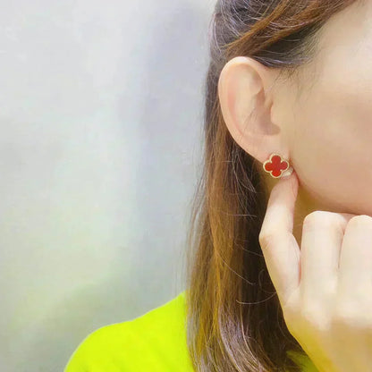 [AuraEcho Jewelry]CLOVER MEDIUM 1 MOTIFS CARNELIAN  EARRINGS