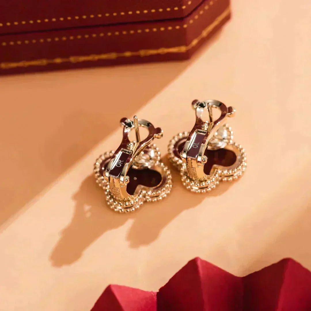 [AuraEcho Jewelry]CLOVER MEDIUM 1 MOTIFS CARNELIAN  EARRINGS