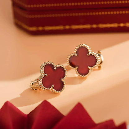 [AuraEcho Jewelry]CLOVER MEDIUM 1 MOTIFS CARNELIAN  EARRINGS
