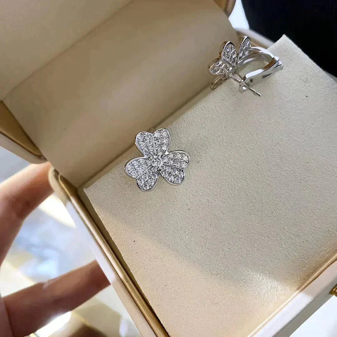 [AuraEcho Jewelry]CLOVER COMOS DIAMOND EARRINGS SILVER