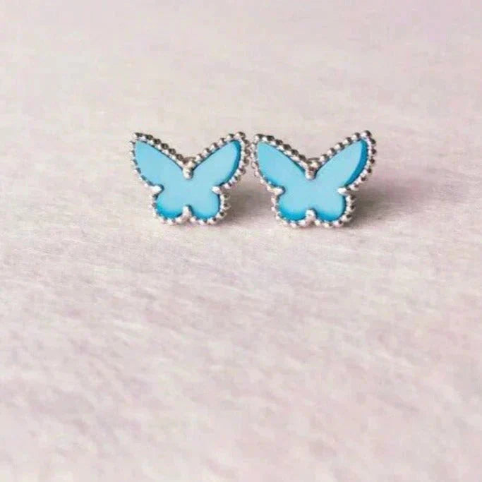[AuraEcho Jewelry]BUTTERFLY TURQUOISE EARRINGS SILVER