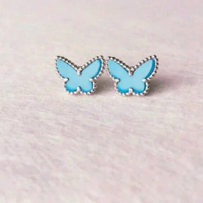 [AuraEcho Jewelry]BUTTERFLY TURQUOISE EARRINGS SILVER