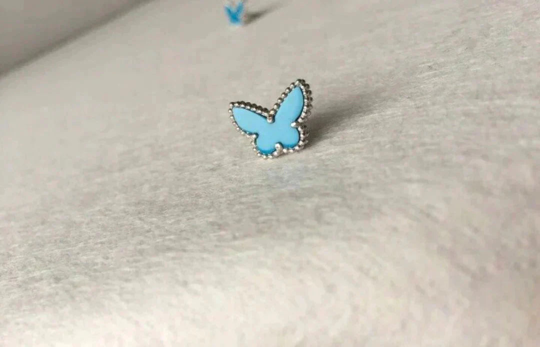 [AuraEcho Jewelry]BUTTERFLY TURQUOISE EARRINGS SILVER