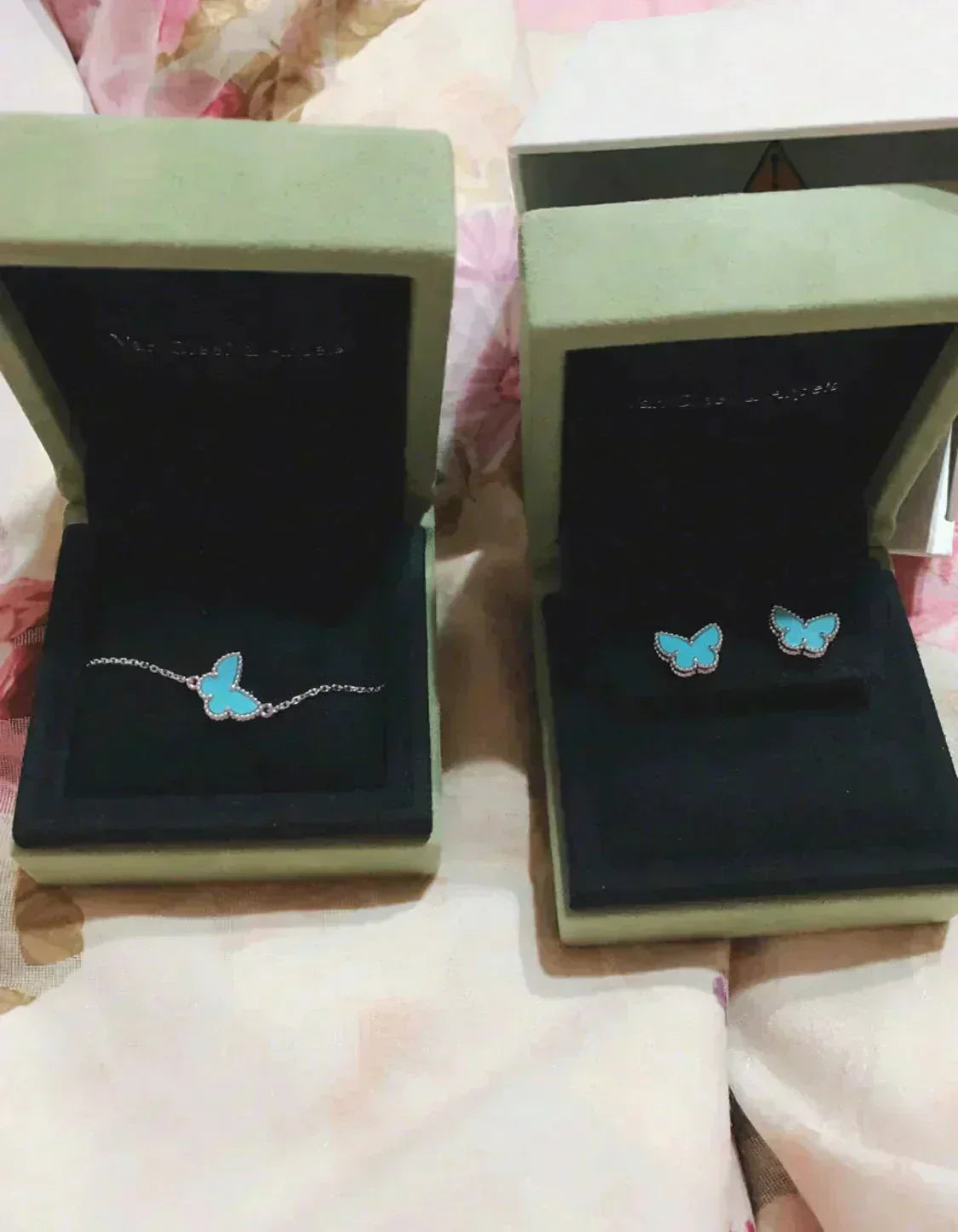 [AuraEcho Jewelry]BUTTERFLY TURQUOISE EARRINGS SILVER