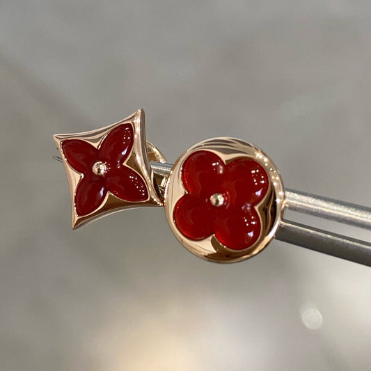 [AuraEcho Jewelry]STAR AND SUN PINK GOLD CARNELIAN STUD EARRINGS