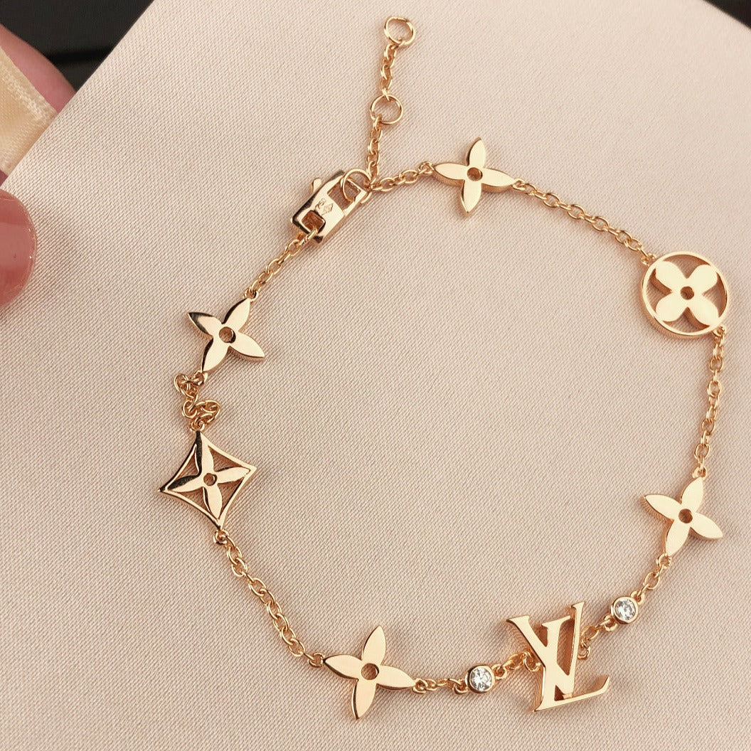 [AuraEcho Jewelry]STAR AND SUN 7 MOTIFS GOLD BRACELET