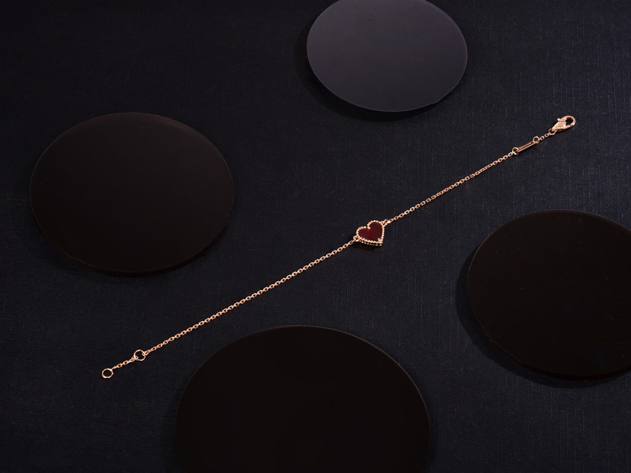 [AuraEcho Jewelry]HEART CARNELIAN PINK GOLD BRACELET