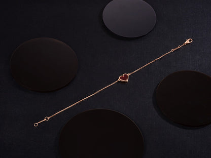 [AuraEcho Jewelry]HEART CARNELIAN PINK GOLD BRACELET