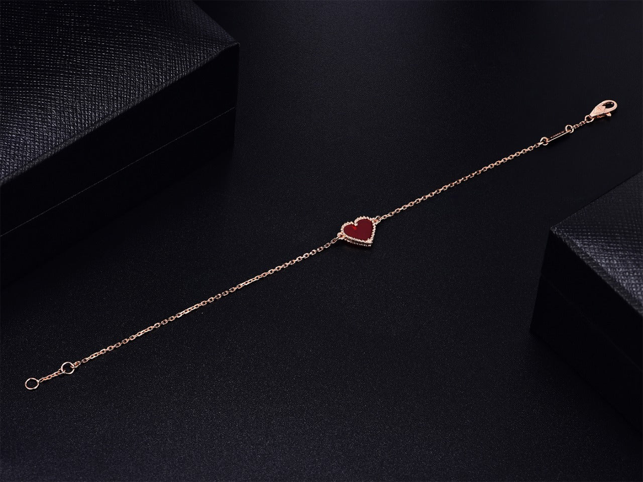 [AuraEcho Jewelry]HEART CARNELIAN PINK GOLD BRACELET