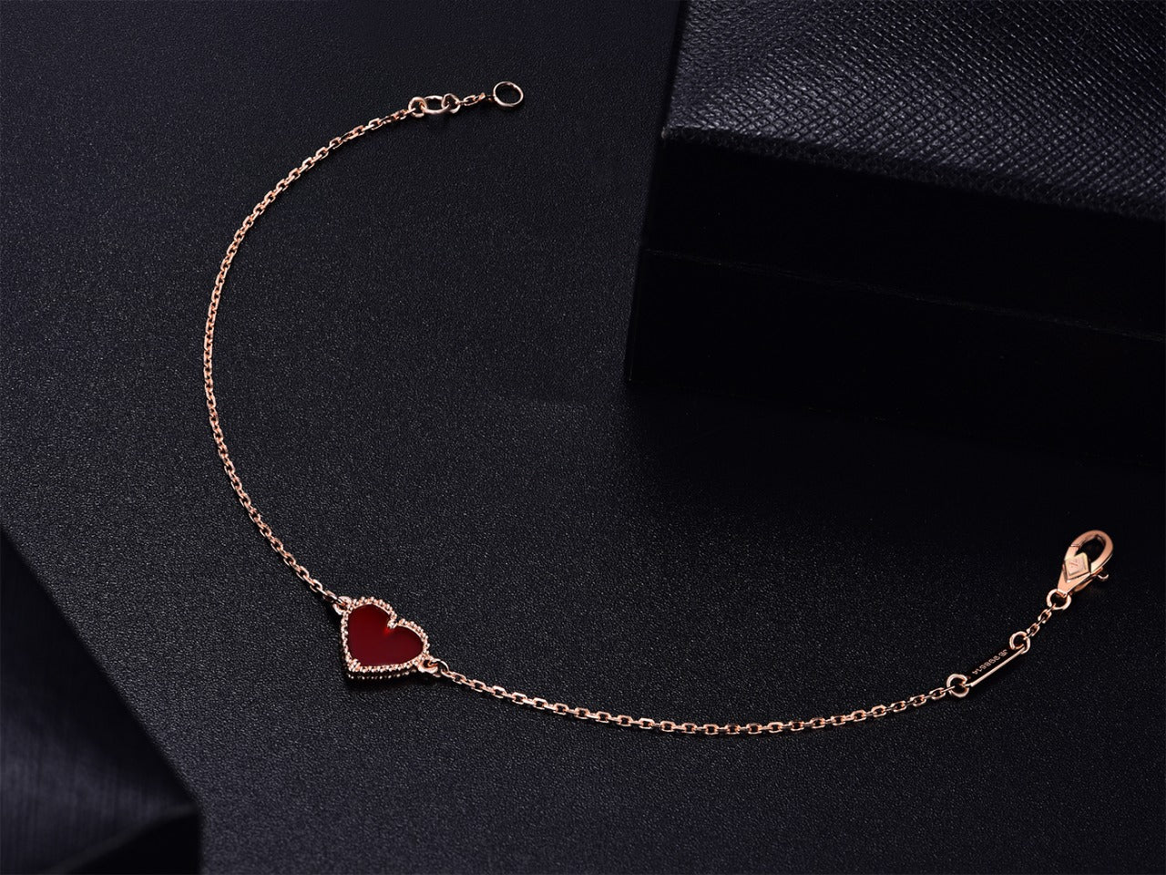 [AuraEcho Jewelry]HEART CARNELIAN PINK GOLD BRACELET