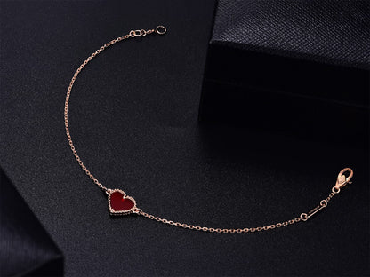 [AuraEcho Jewelry]HEART CARNELIAN PINK GOLD BRACELET