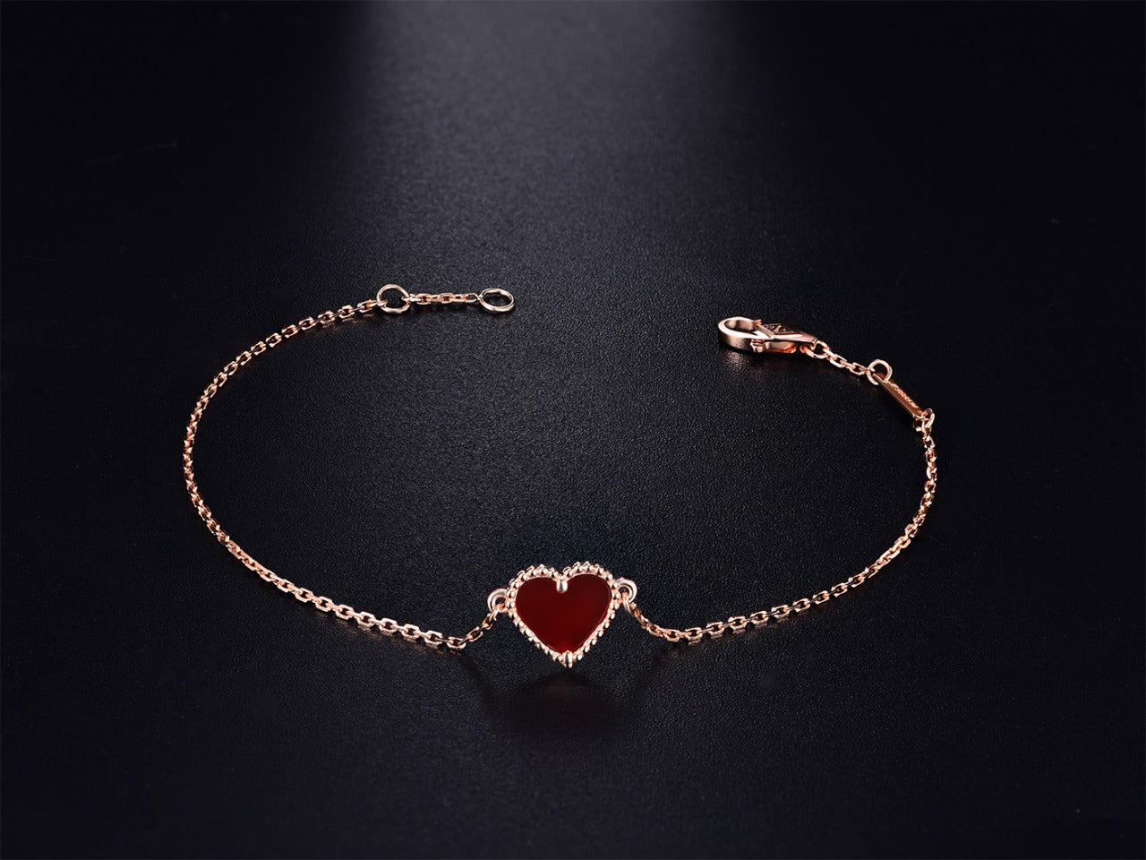 [AuraEcho Jewelry]HEART CARNELIAN PINK GOLD BRACELET