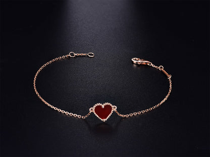 [AuraEcho Jewelry]HEART CARNELIAN PINK GOLD BRACELET