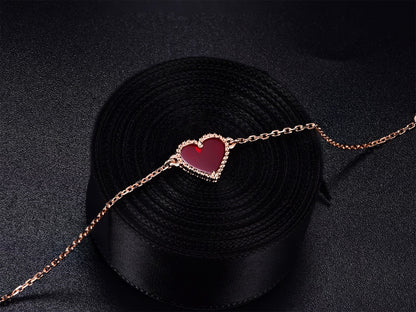 [AuraEcho Jewelry]HEART CARNELIAN PINK GOLD BRACELET