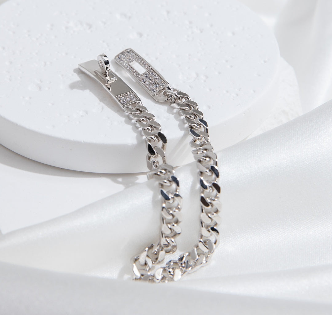 [AuraEcho Jewelry]KELLY CHAIN SILVER DIAMOND BRACELET