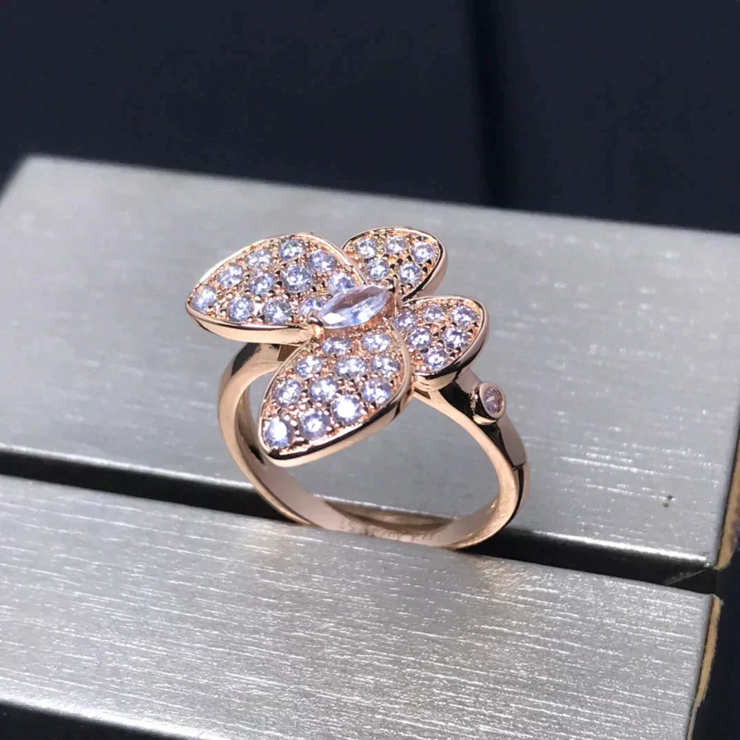 [AuraEcho Jewelry]BUTTERFLY PINK GOLD DIAMOND RING