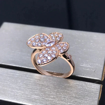 [AuraEcho Jewelry]BUTTERFLY PINK GOLD DIAMOND RING