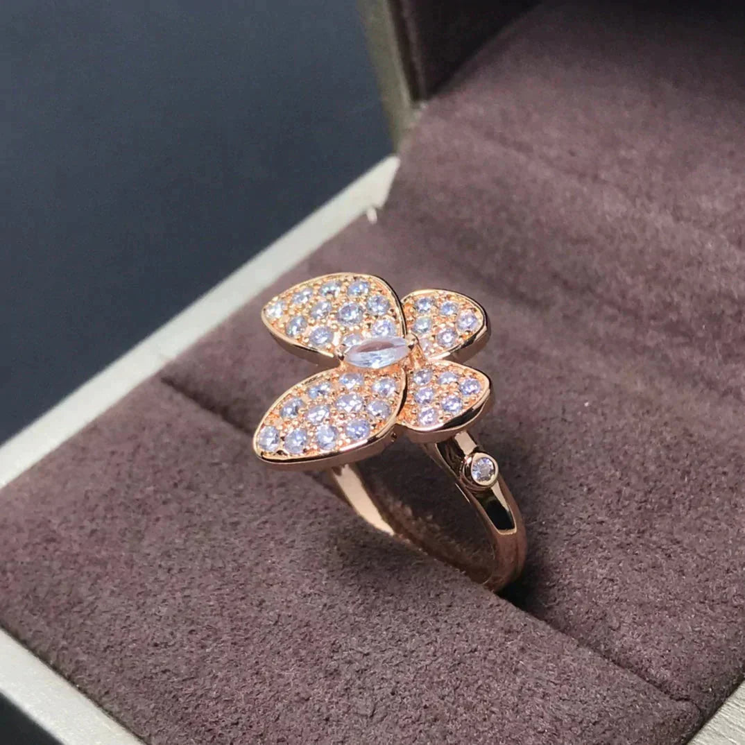 [AuraEcho Jewelry]BUTTERFLY PINK GOLD DIAMOND RING