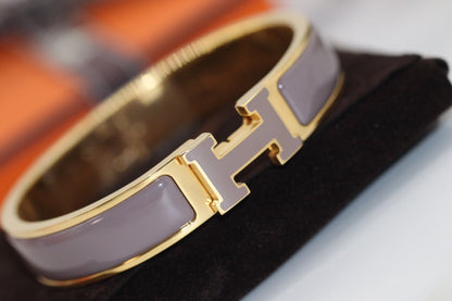 [AuraEcho Jewelry]H BRACELET 12MM BROWN