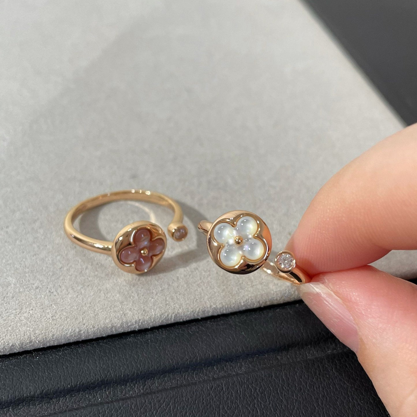 [AuraEcho Jewelry]SUN 1 DIAMOND PINK MOP RING