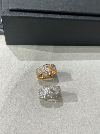 [AuraEcho Jewelry]LIENS EVIDENCE PINK GOLD DIAMOND PAVED RING