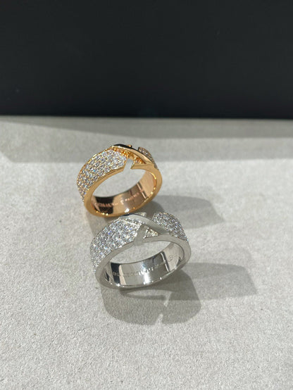 [AuraEcho Jewelry]LIENS EVIDENCE PINK GOLD DIAMOND PAVED RING