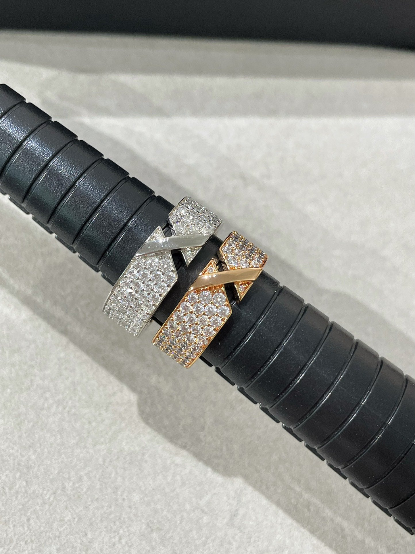 [AuraEcho Jewelry]LIENS EVIDENCE PINK GOLD DIAMOND PAVED RING