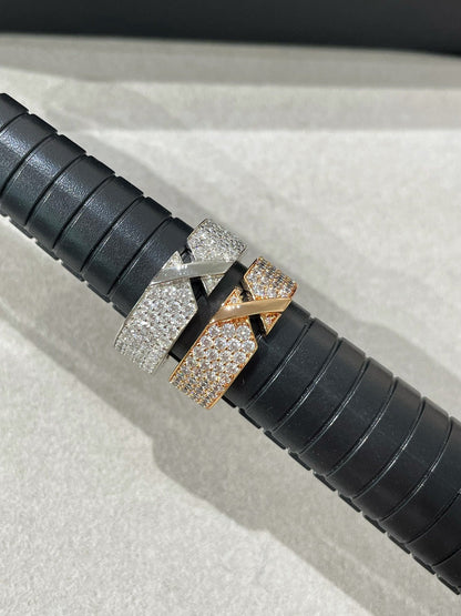[AuraEcho Jewelry]LIENS EVIDENCE PINK GOLD DIAMOND PAVED RING
