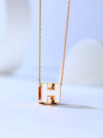 [AuraEcho Jewelry]H CAGE PINK GOLD NECKLACE