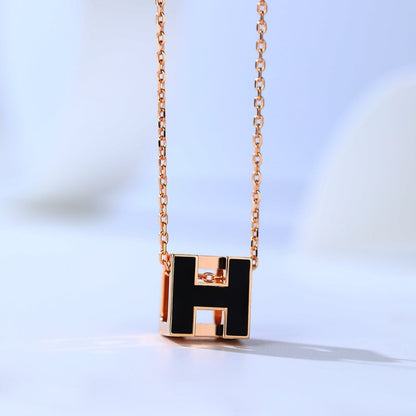 [AuraEcho Jewelry]H CAGE PINK GOLD NECKLACE
