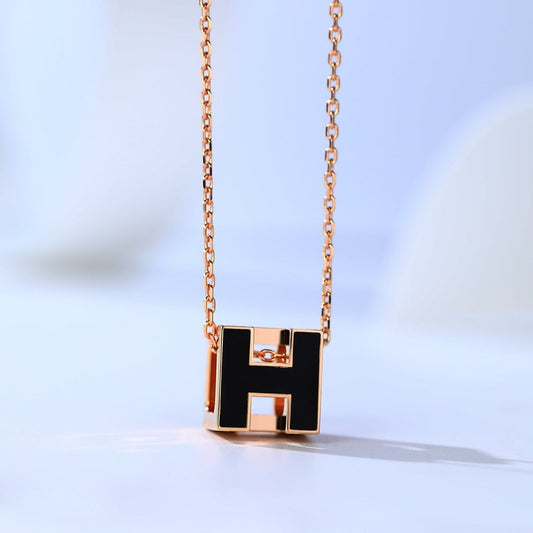 [AuraEcho Jewelry]H CAGE PINK GOLD NECKLACE