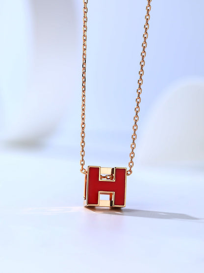 [AuraEcho Jewelry]H CAGE PINK GOLD NECKLACE