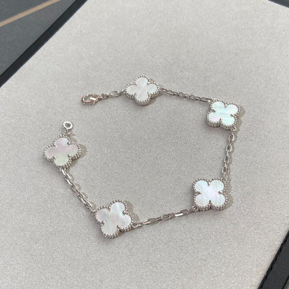 [AuraEcho Jewelry]CLOVER SILVER MOP 5 MOTIF BRACELET
