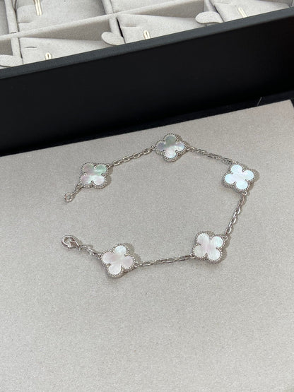 [AuraEcho Jewelry]CLOVER SILVER MOP 5 MOTIF BRACELET