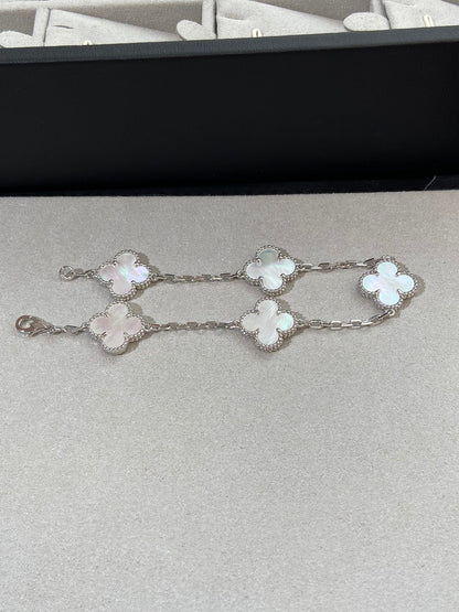 [AuraEcho Jewelry]CLOVER SILVER MOP 5 MOTIF BRACELET