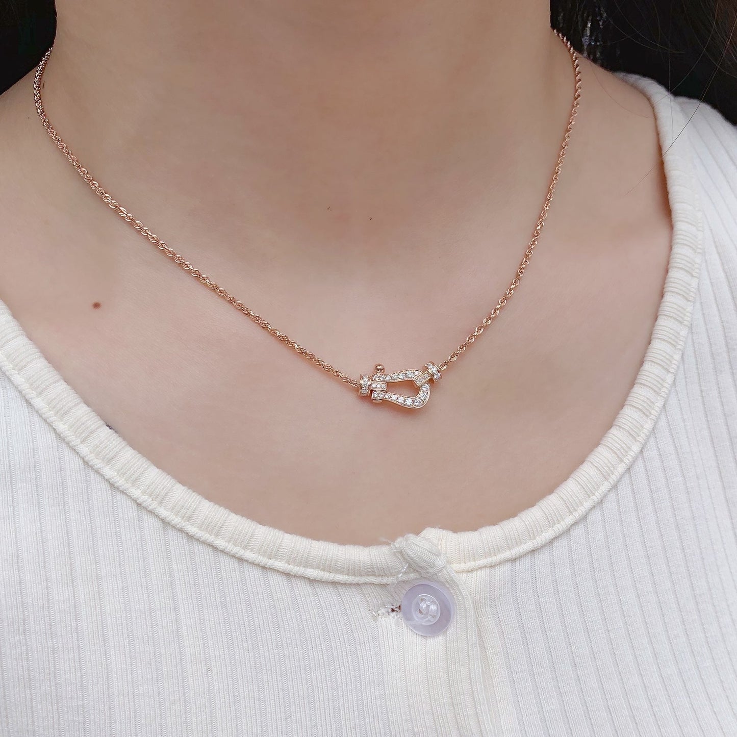 [AuraEcho Jewelry]FORCE 10 PINK GOLD DIAMOND NECKLACE