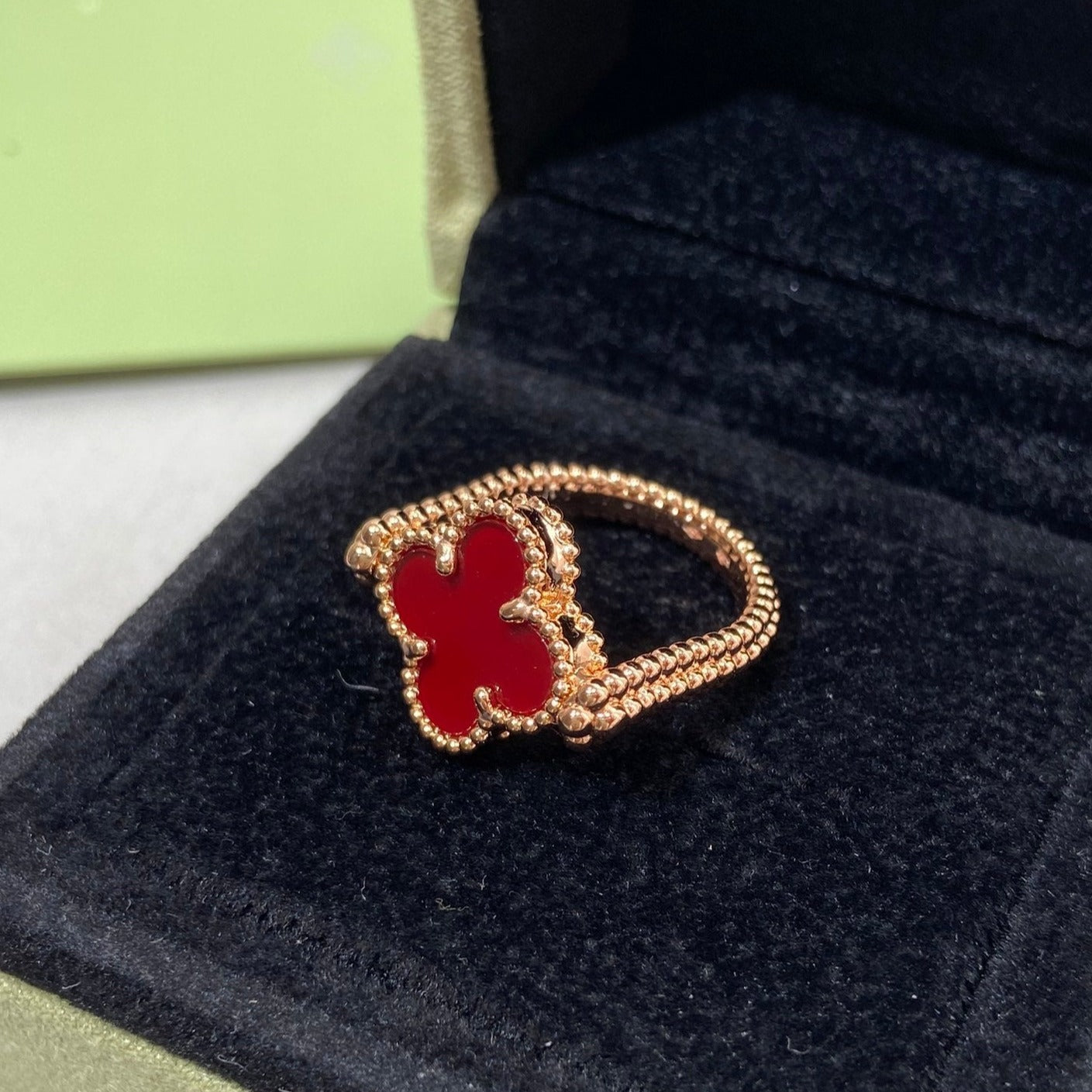 [AuraEcho Jewelry]CLOVER RIVERSIBLE ROSE GOLD RING