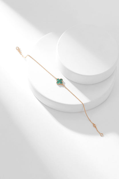 [AuraEcho Jewelry]CLOVER BRACELET MALACHITE 1 MOTIF